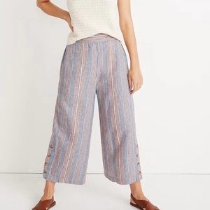 Madewell Side-Button Huston Pull-On Crop Pants in Rainbow Stripe
